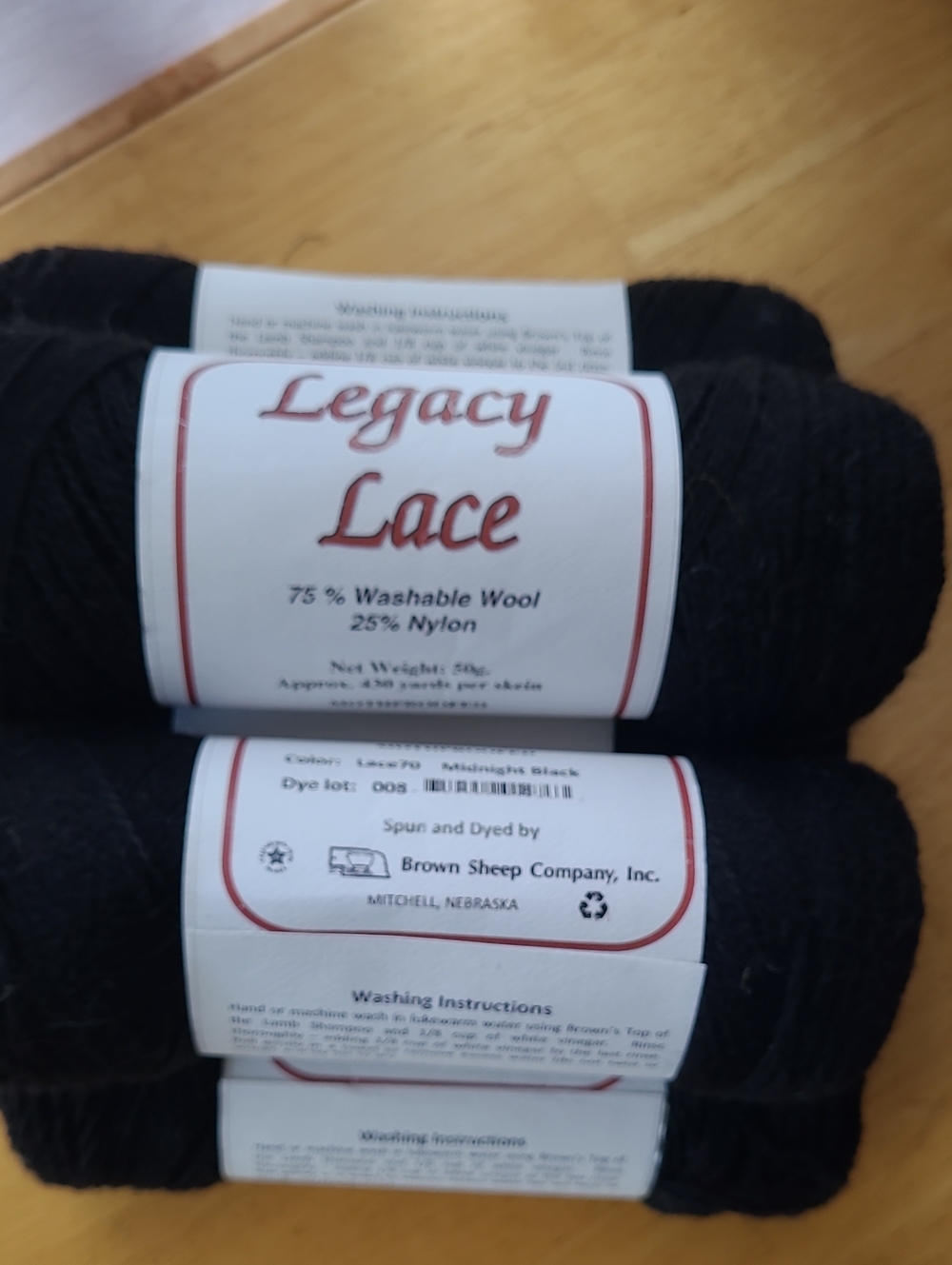 Black Wool WashableYarn
